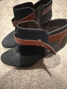 Women’s Black Ankle Booties with Brown Wrap Strap